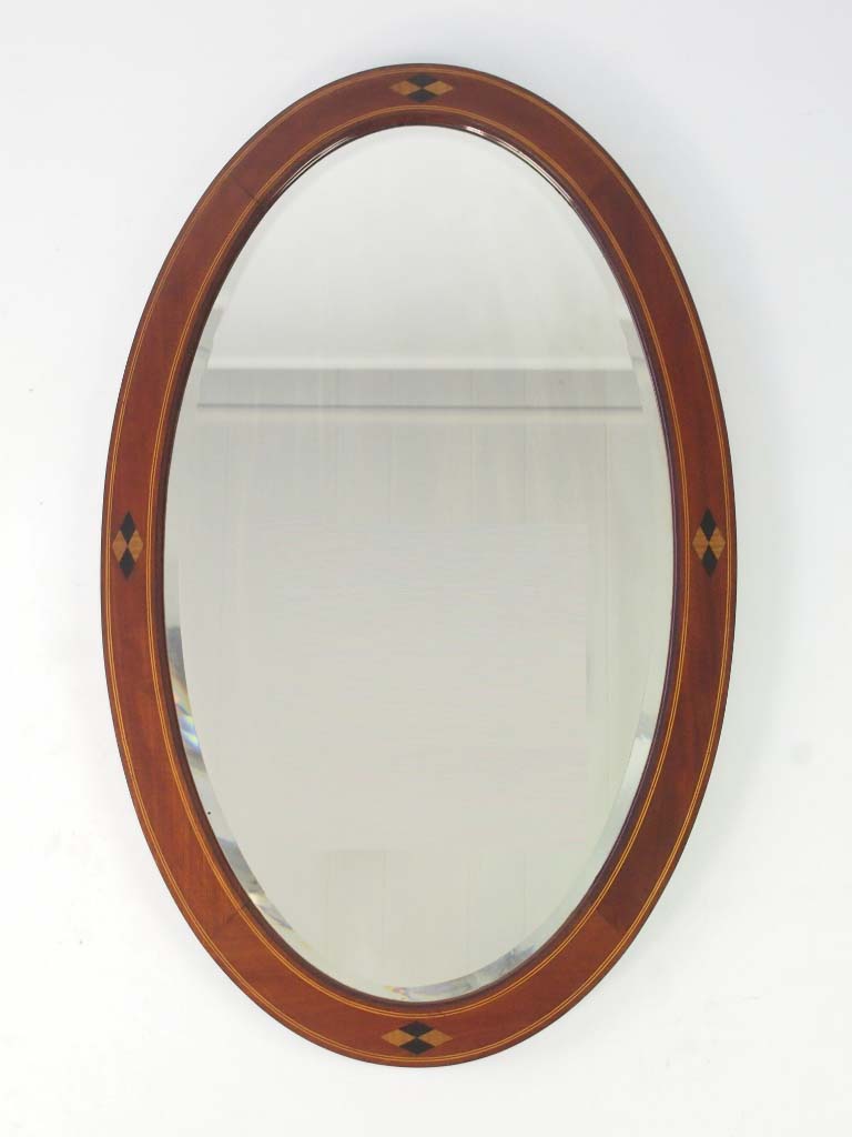 Antique Edwardian Oval Mahogany Framed Mirror