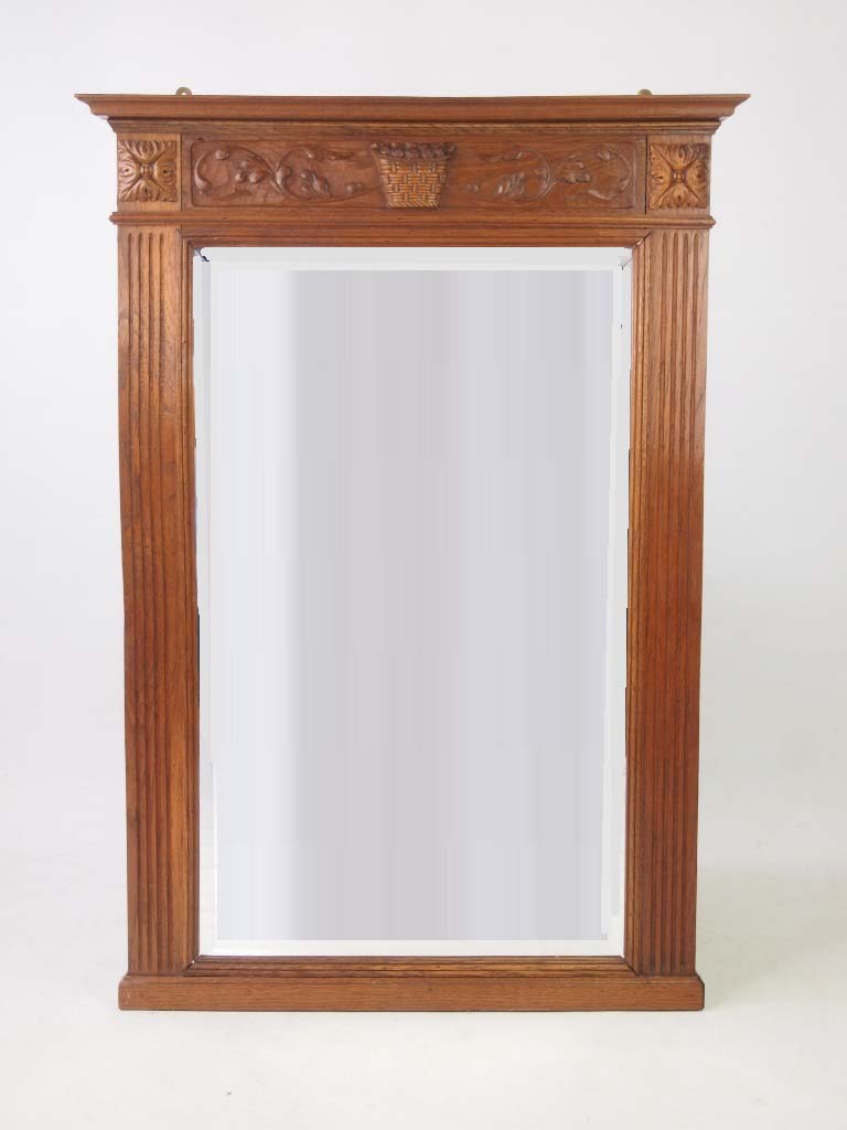 Large Vintage Oak Framed Wall Mirror