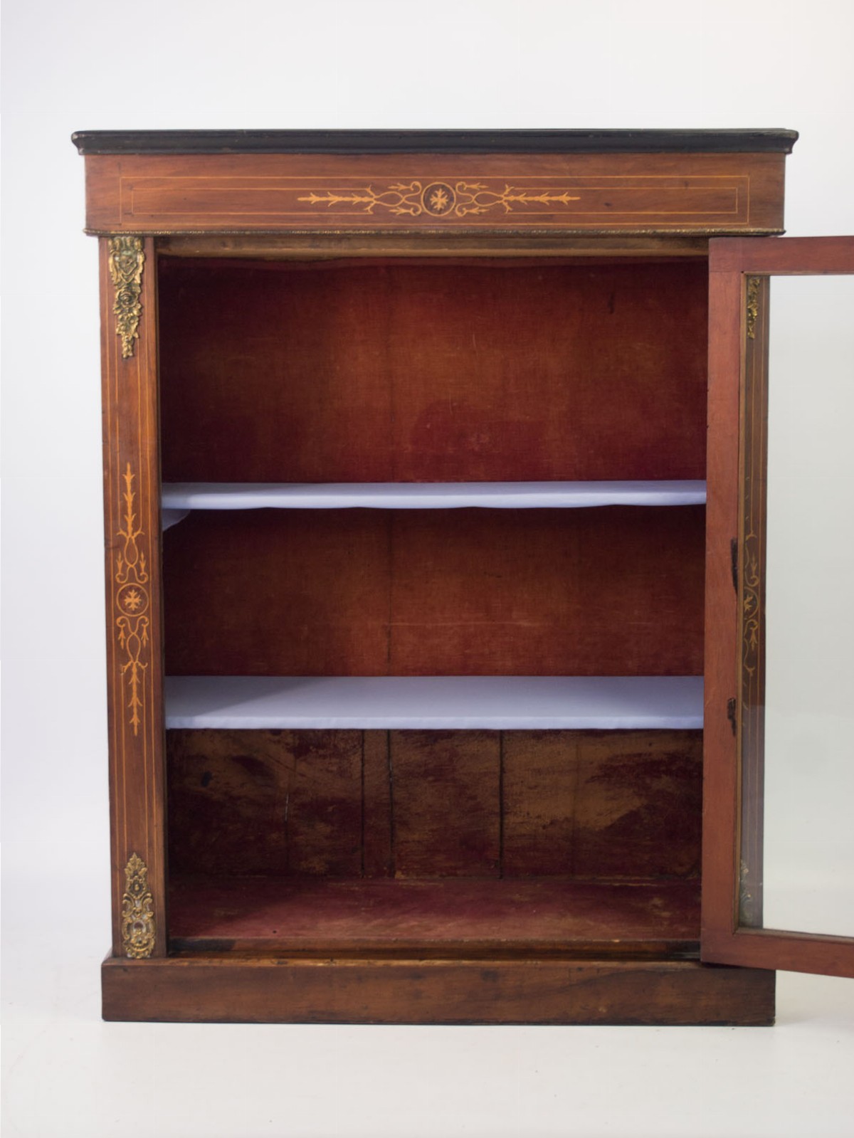 Antique Victorian Walnut Pier Cabinet Bookcase